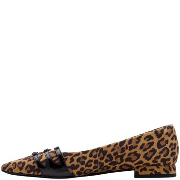 CLARKS WOMENS STRAP POINT TOE SHOE - LEOPARD ANIMAL PRINT